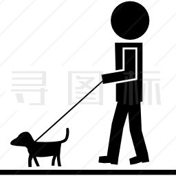 带着宠物狗和绳索行走的人图标