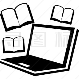 计算机与书籍学习工具图标