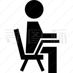 从侧面看椅子上的学生图标