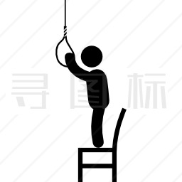 坐在椅子上的人自杀前用绳索图标