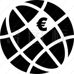 世界网格上的欧元符号图标