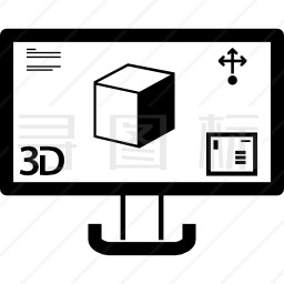 监视器屏幕上的3D打印图像图标