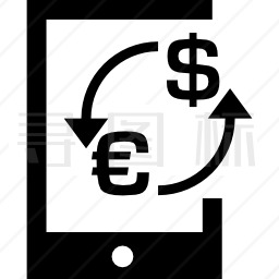 平板电脑上的欧元兑换货币符号图标