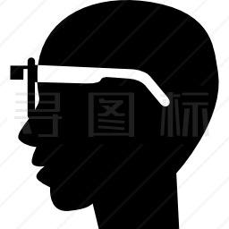 从侧面看谷歌眼镜头上秃头图标