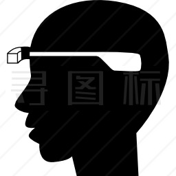 从侧面看男人眼镜上的谷歌眼镜图标