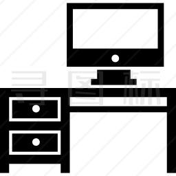 有两个抽屉的工作室和一个电脑监视器图标