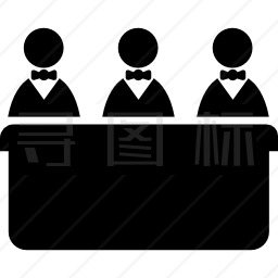 三名男子在一张长桌子后面的男性委员会图标