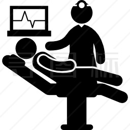 带医护人员躺在担架上的病人图标