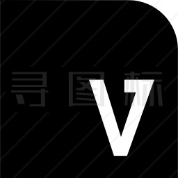 方形圆角字母V形按钮图标