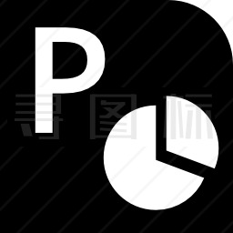 正方形中的字母p和饼图形图标