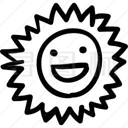 微笑的太阳手工制作的符号图标