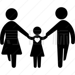 父亲母亲和女儿的步行家庭小组图标