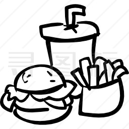 快餐汉堡饮料和薯条图标