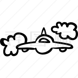 不明飞行物或飞机在云之间的正面轮廓图标