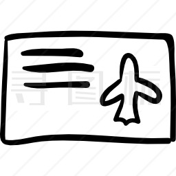 飞机票手绘纸图标