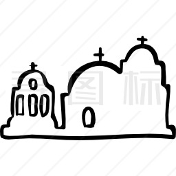 宗教古建筑建筑轮廓图标