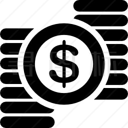美元符号和硬币堆图标