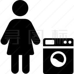 家庭主妇和洗衣机图标