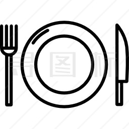 盘子和餐具的顶视图图标