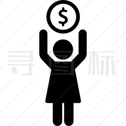 抱大币的女人图标