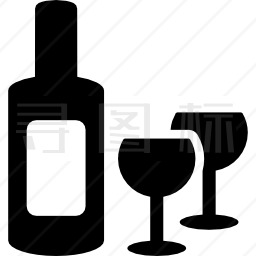 瓶子和两个玻璃杯图标