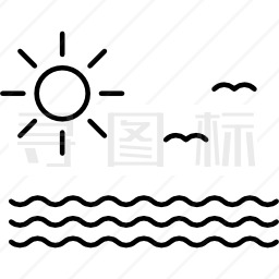 太阳海和海鸥图标