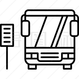 带标志的公共汽车前视图图标