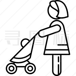 和Baby Stroller在一起的女人图标
