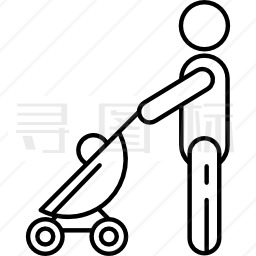 和Baby Stroller在一起的男人图标