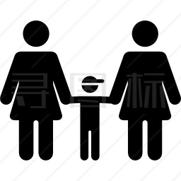 女同性恋夫妇和儿子图标