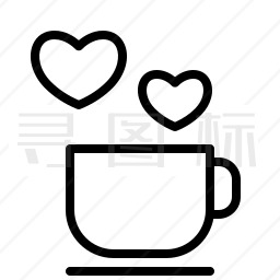 心形热气的咖啡图标