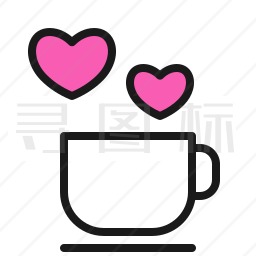 心形热气的咖啡图标