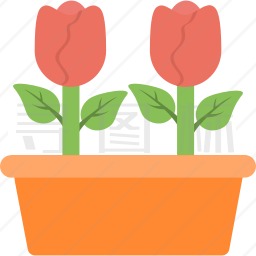 玫瑰盆栽图标