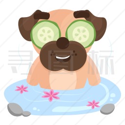 做水疗的巴哥犬图标