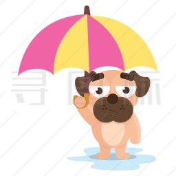 打伞的巴哥犬图标