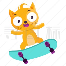 玩滑板的猫咪图标