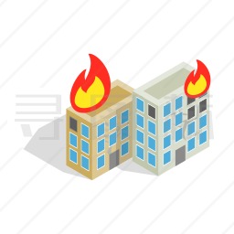 起火的建筑图标