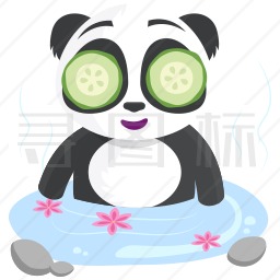 泡温泉的熊猫图标