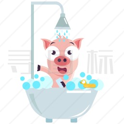 洗澡的猪图标