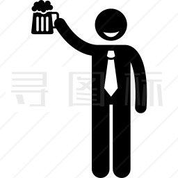 喝啤酒的商人图标