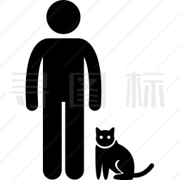 男人与宠物猫图标