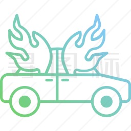 燃烧的汽车图标
