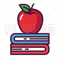 书和苹果图标