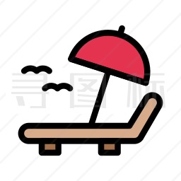 躺椅和遮阳伞图标