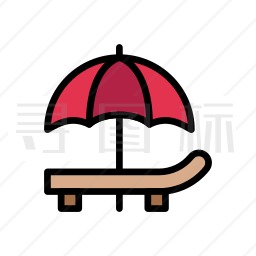 躺椅和遮阳伞图标