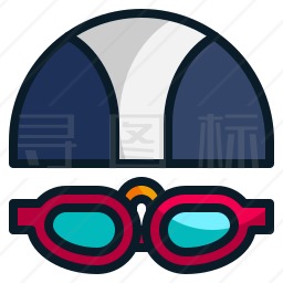 游泳帽和眼镜图标