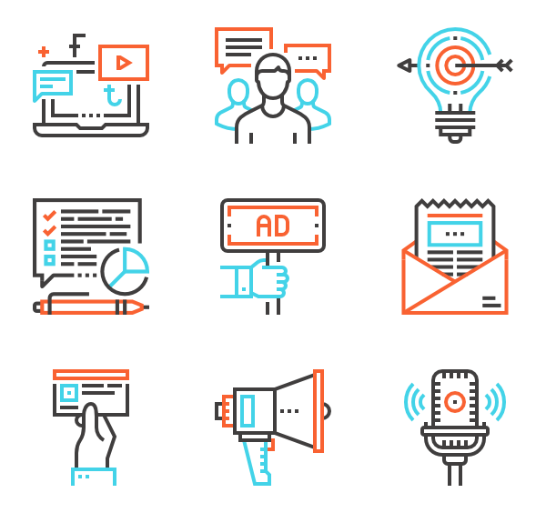 市场营销和广告图标