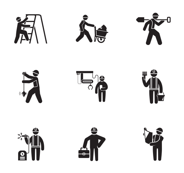 建筑工人和工程师图标